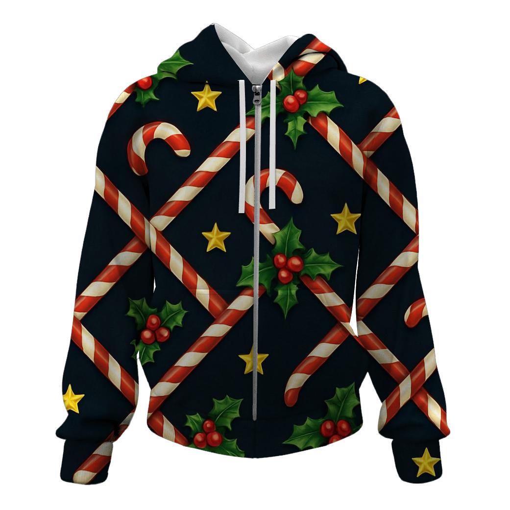 Candy Cane Lattice On Midnight Sky graphic hoodies