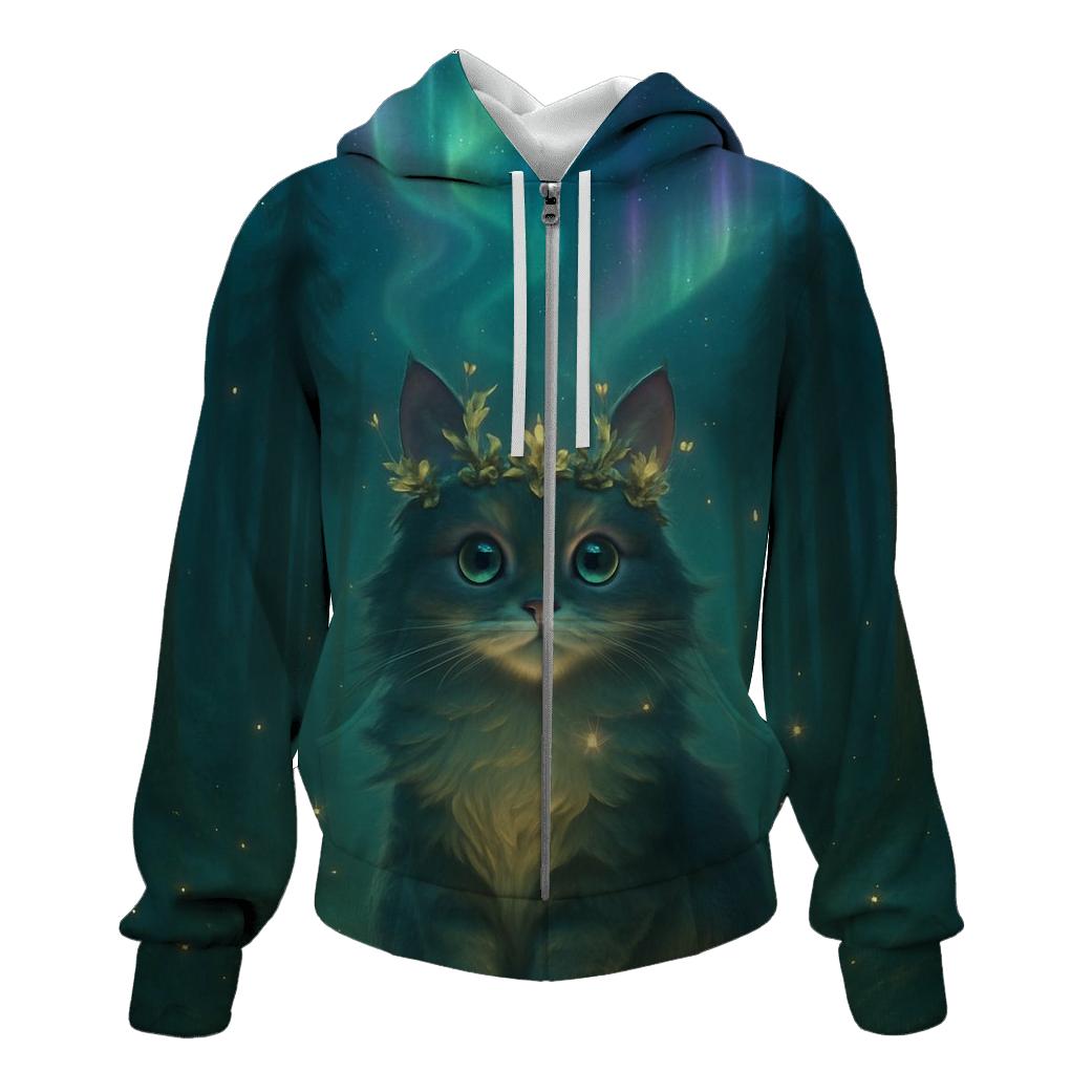 Aurora Crowned Forest Cat graphic hoodies