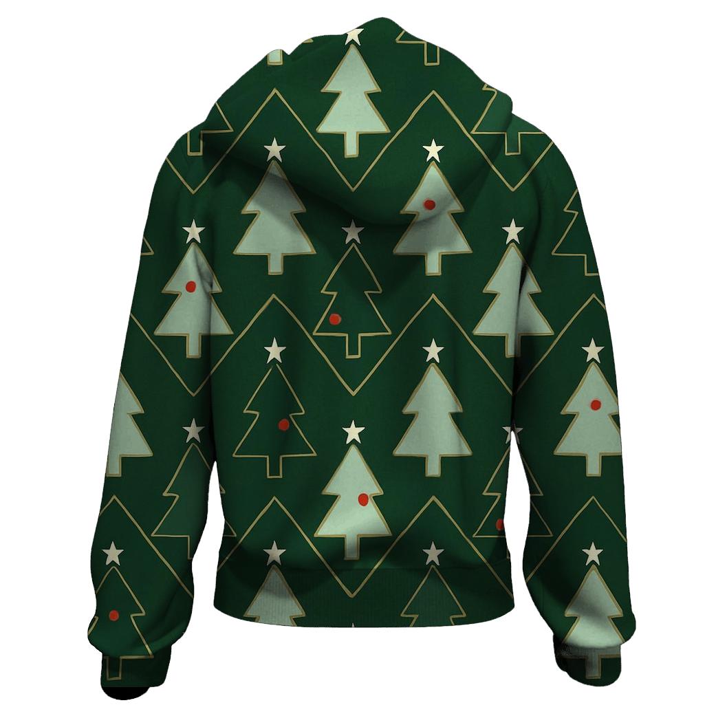 Pine Tree Chevron Forest On Deep Green premium hoodies
