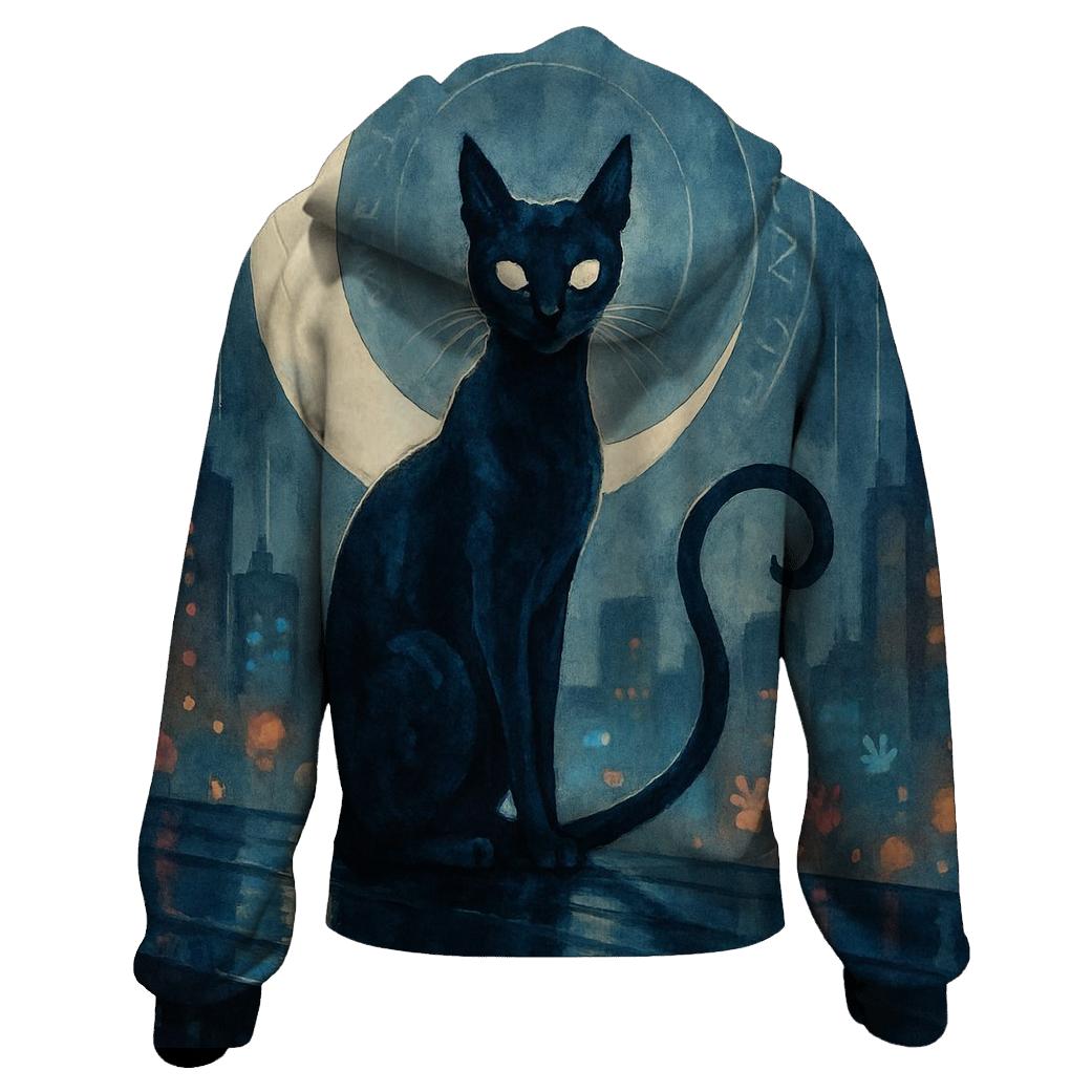 Moonlit Alley Oracle Cat heavyweight hoodies