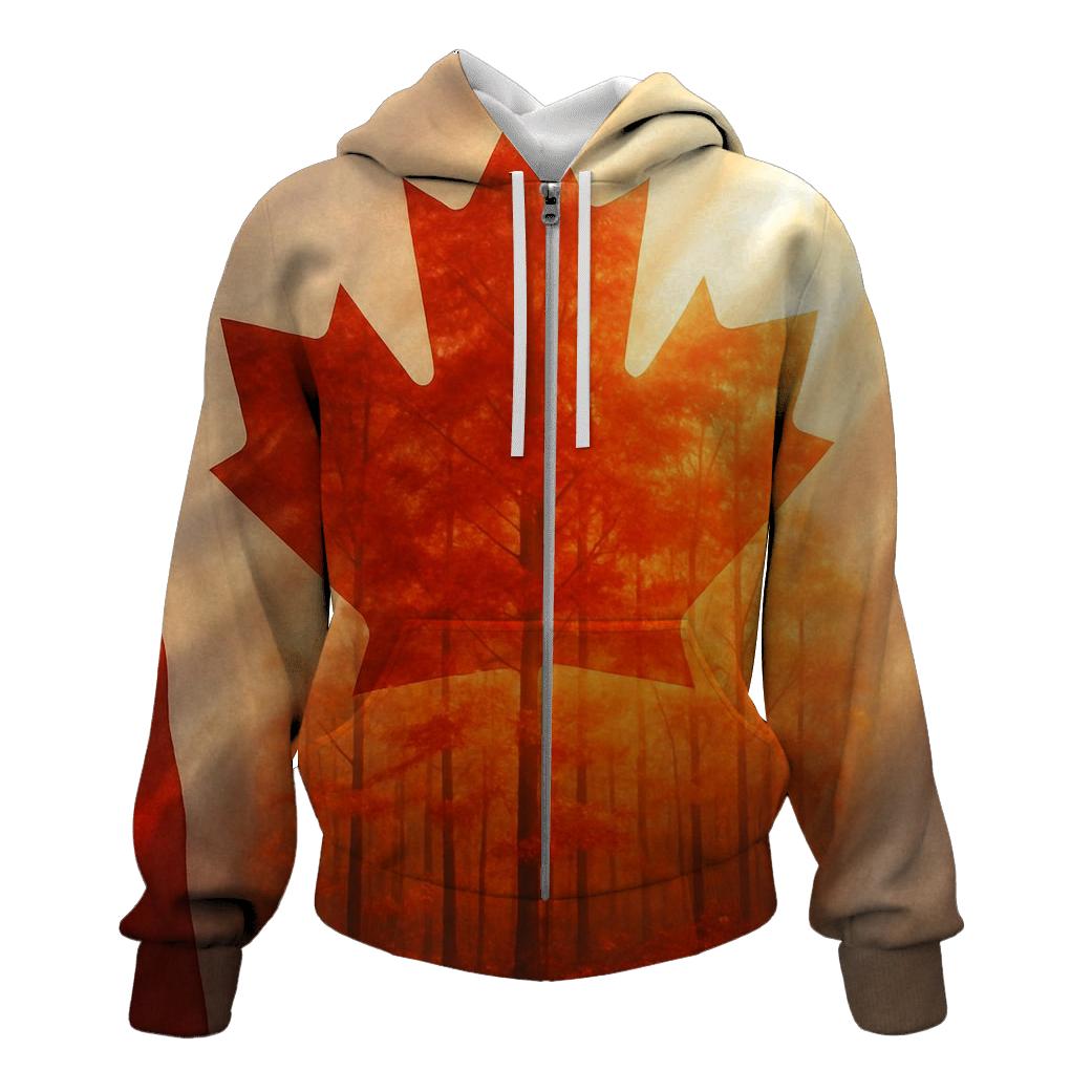 Canadian Maple Forest Double Exposure Flag hoodie designs
