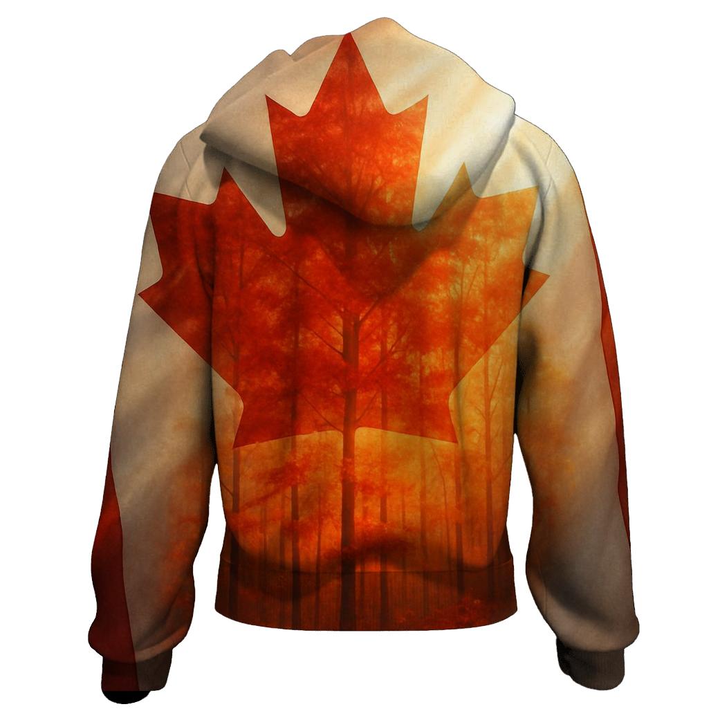 Canadian Maple Forest Double Exposure Flag hoodie designs