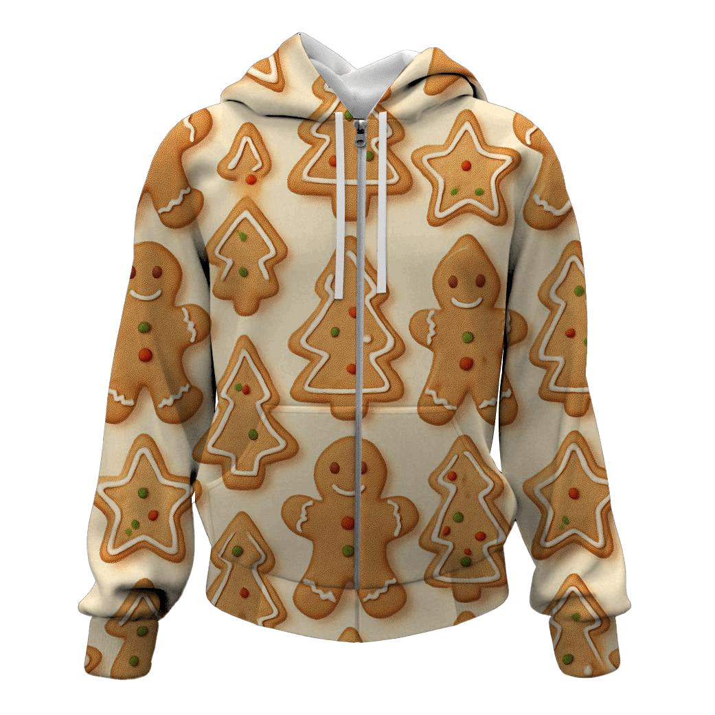 Gingerbread Cookie Grid On Warm Cream graphic hoodies