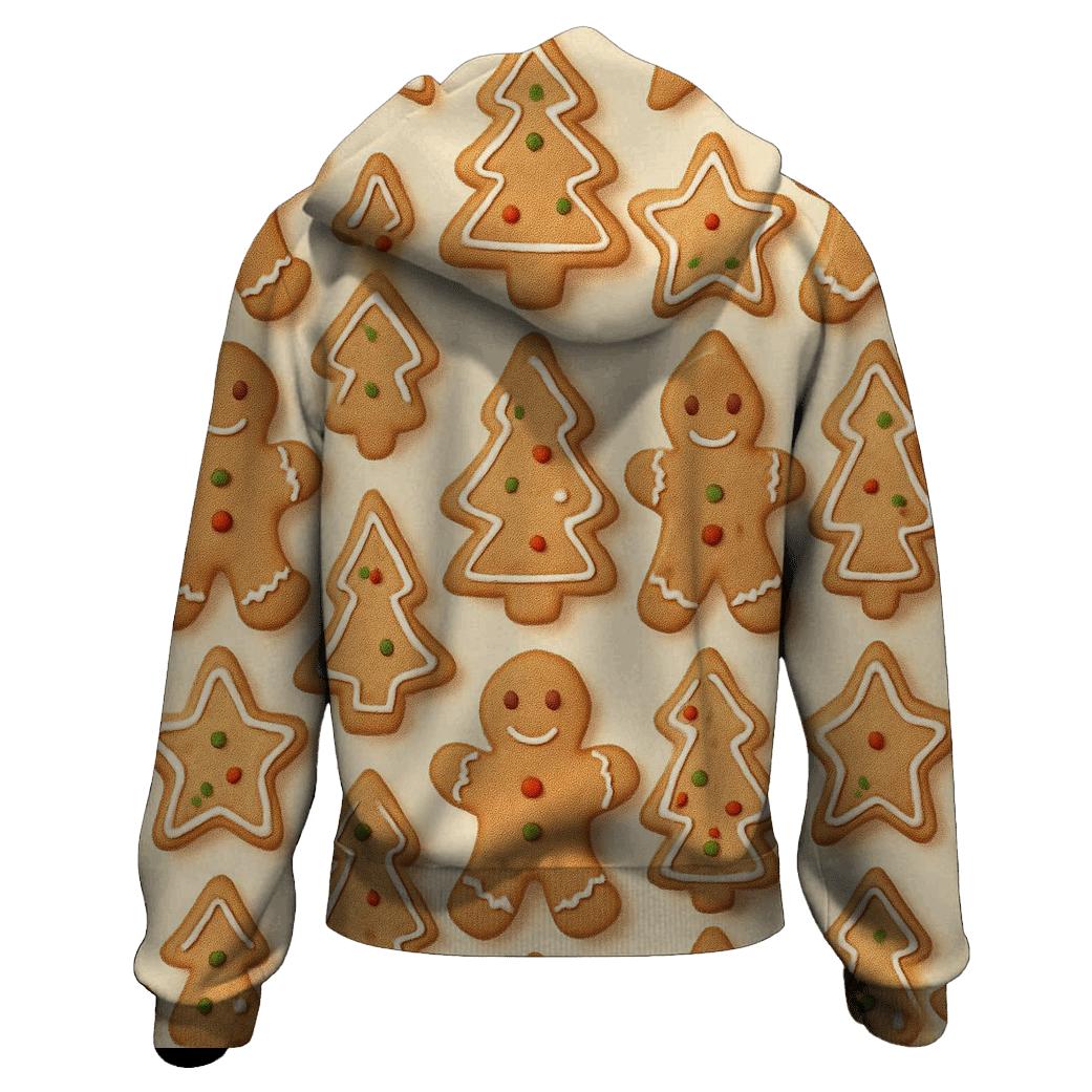 Gingerbread Cookie Grid On Warm Cream graphic hoodies
