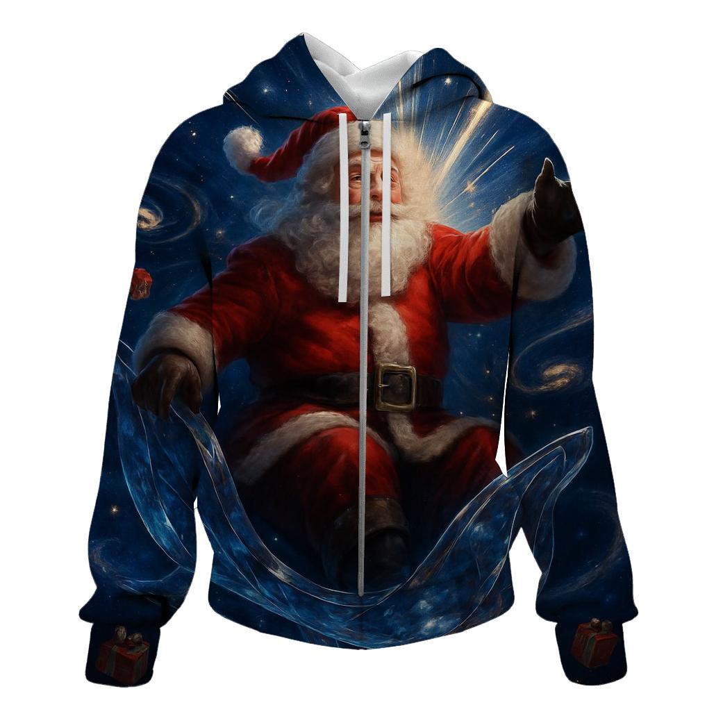 Starlit Cosmic Santa Voyage heavyweight hoodies