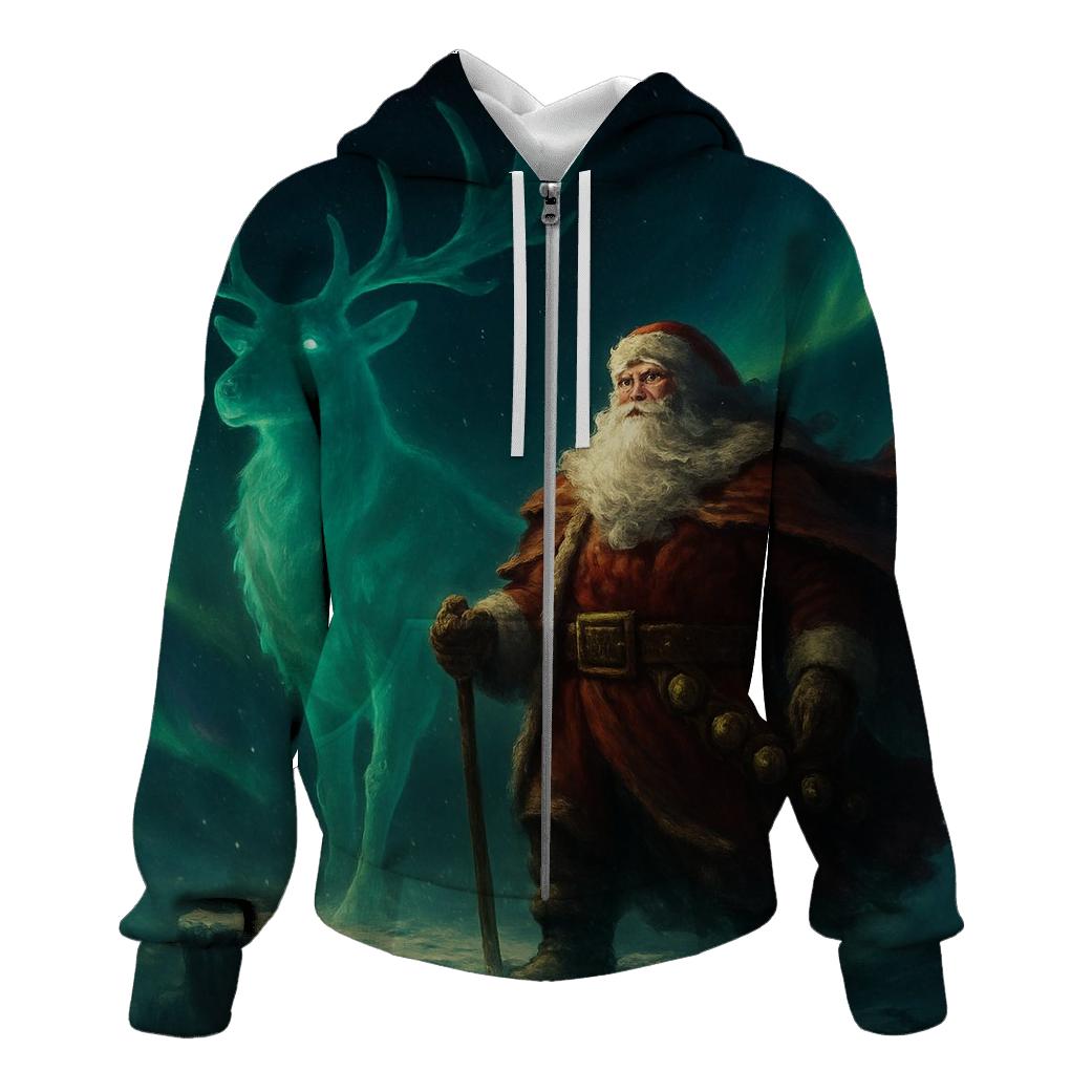 Aurora Guardian Santa Stag graphic hoodies