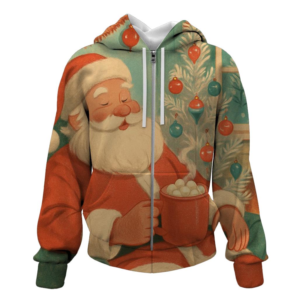 Retro Hot Cocoa Santa Lounge heavyweight hoodies