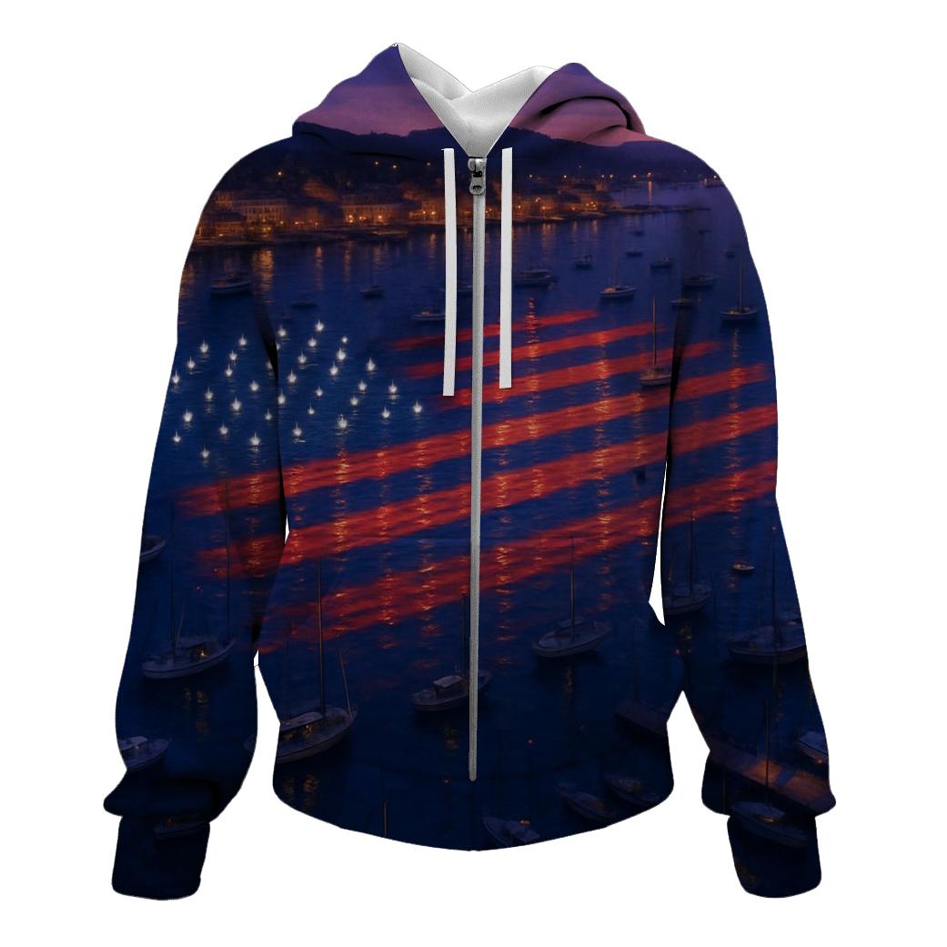 Harbor Lights Banner Reflection embroidered hoodies