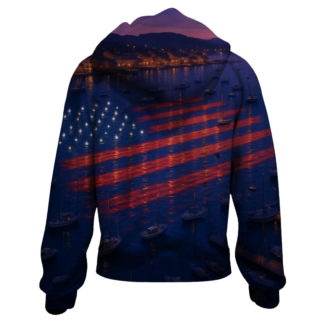 Harbor Lights Banner Reflection embroidered hoodies