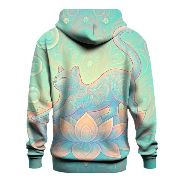 Psychedelic Lotus Dream Cat printed hoodies