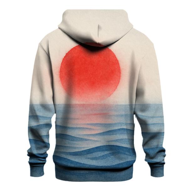 Japanese Sunrise Watercolor Flag Sea hoodies fashion