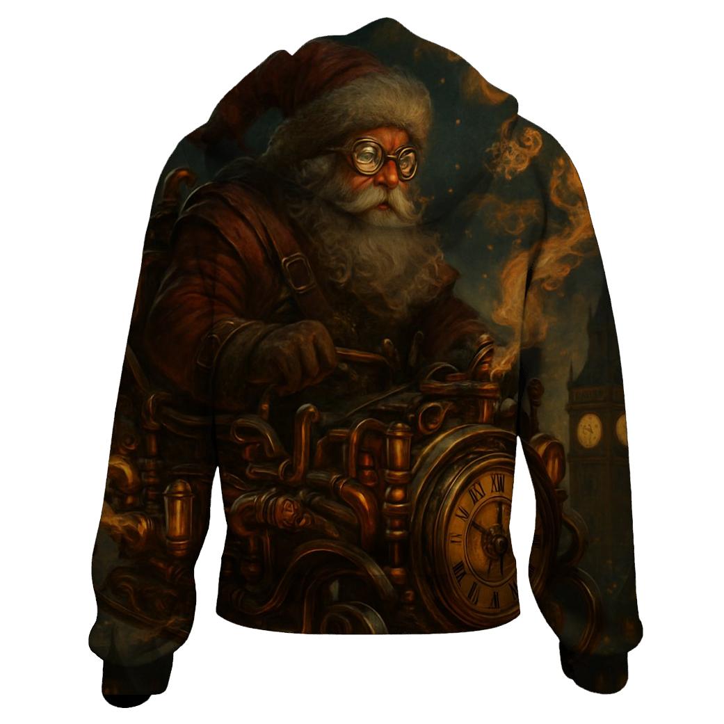 Steampunk Santa Clockwork Flight zip-up hoodies