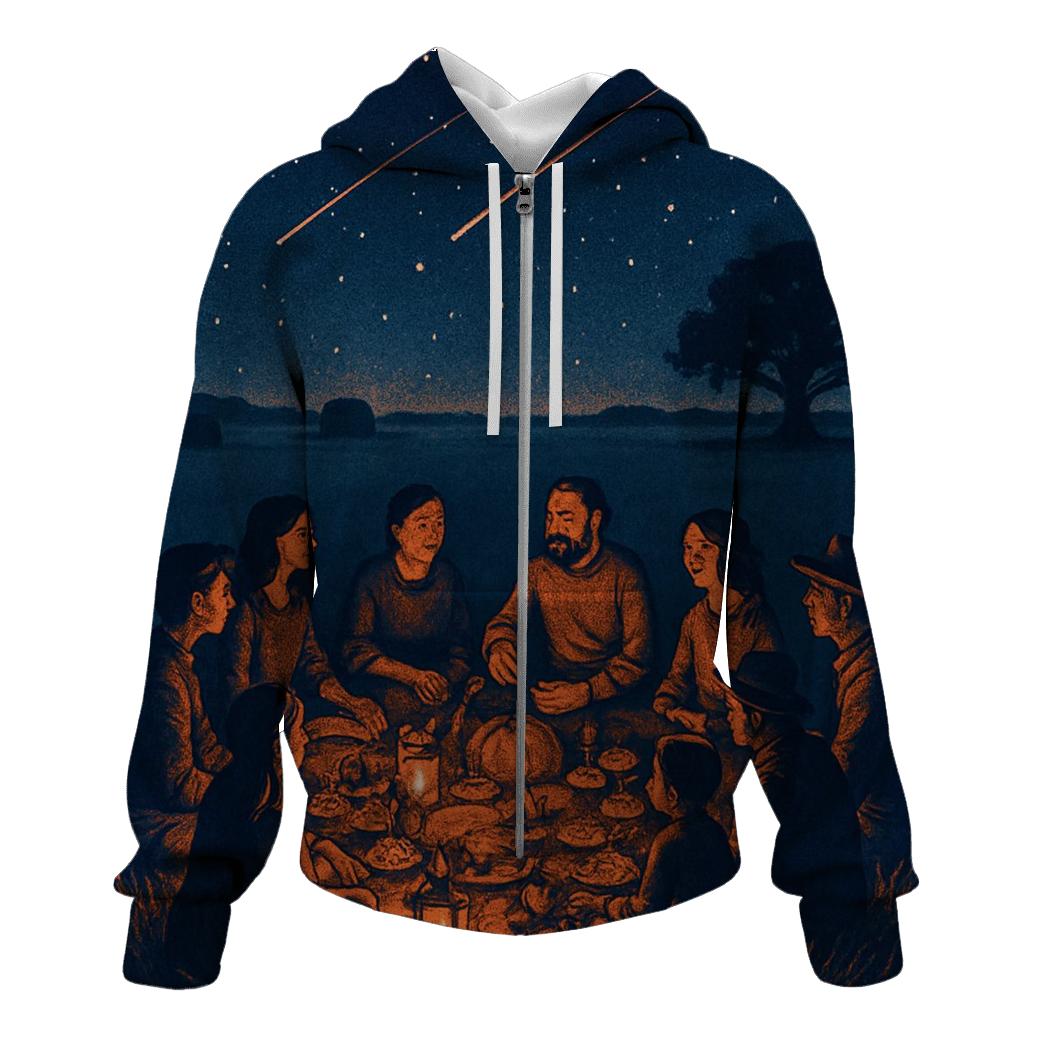 Starlit Prairie Harvest Circle zip-up hoodies
