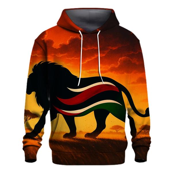 Kenyan Savannah Lion Flag Silhouette pullover hoodies