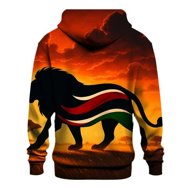 Kenyan Savannah Lion Flag Silhouette pullover hoodies