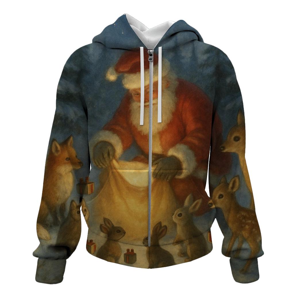 Forest Guardian Santa And Animal Circle designer hoodies