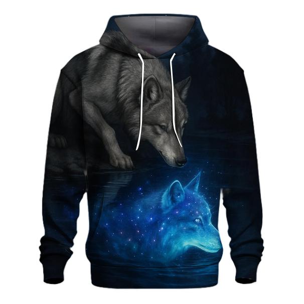 Mystic River Reflection Wolf graphic hoodies
