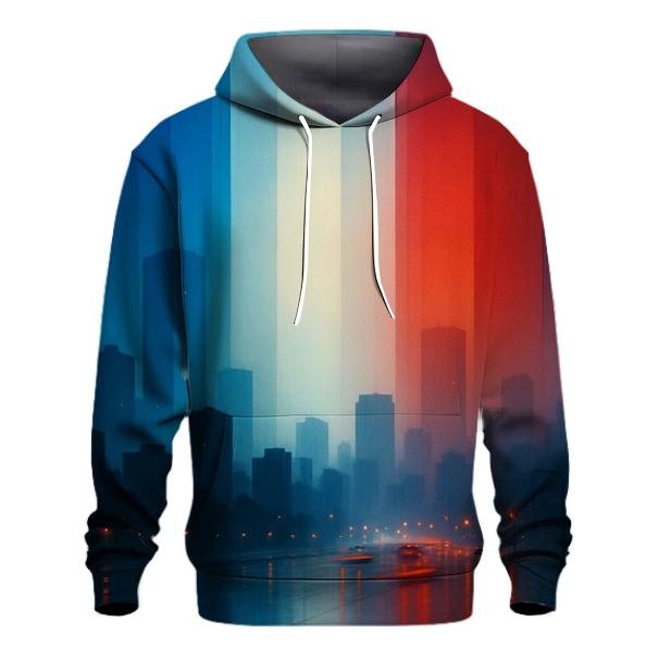 French City Skyline Flag Glass Reflections pullover hoodies