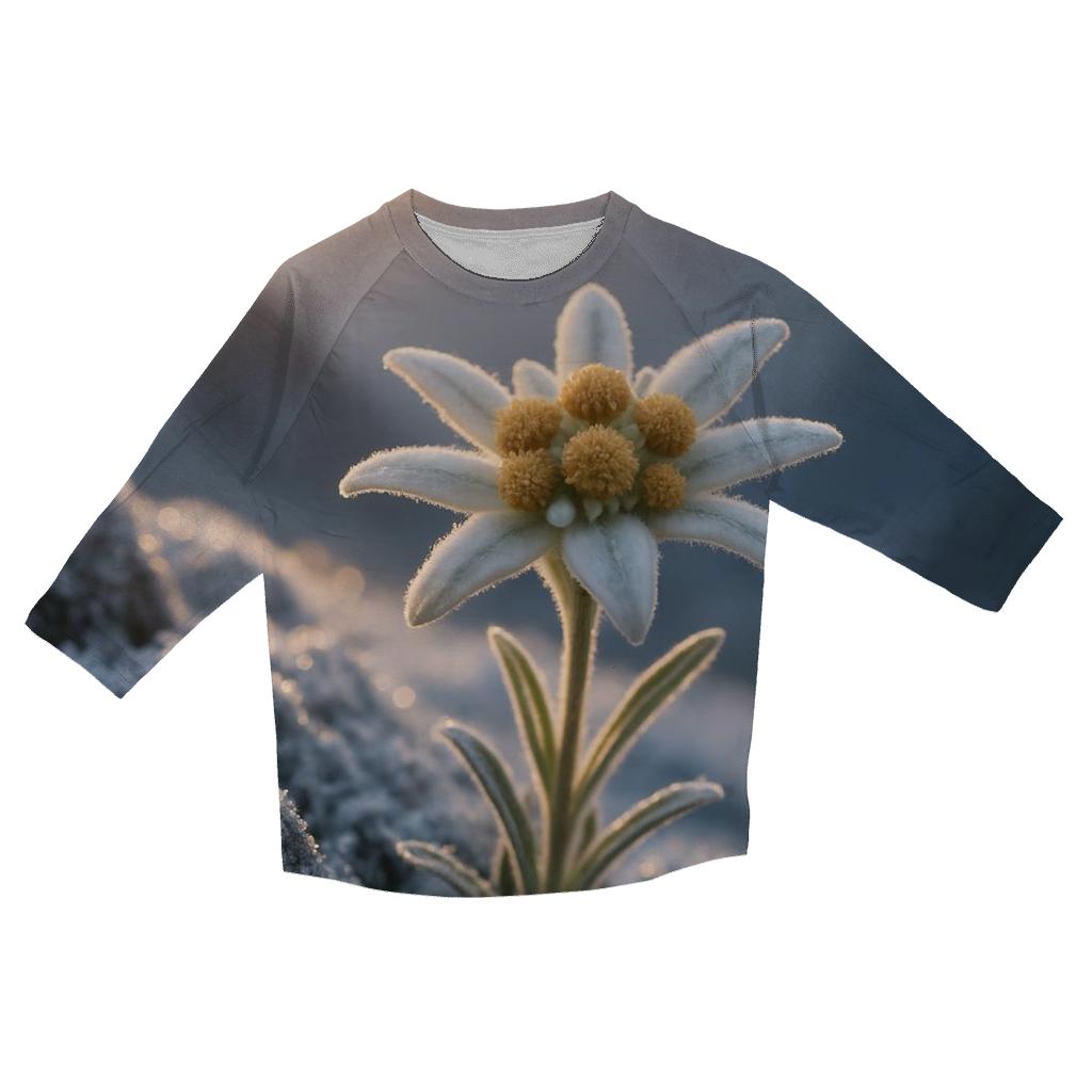 Alpine Edelweiss On Morning Frost printed three quarter sleeve shirts