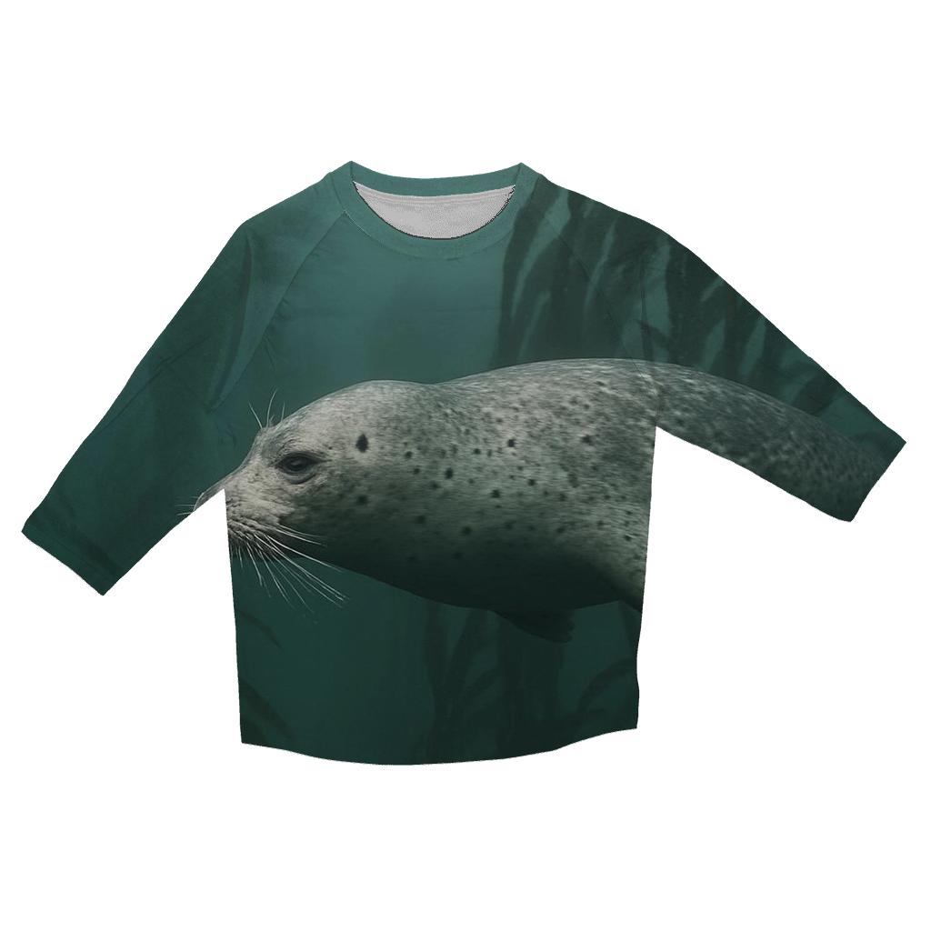 Kelp Forest Patrol Harbor Seal designer 3/4 sleeve blouses