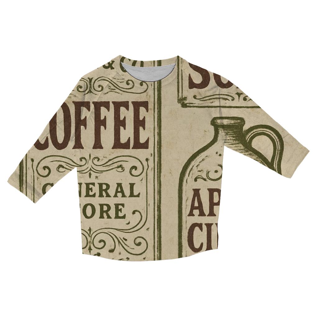 Rustic Country Store Label Collection trendy 3/4 sleeve tops