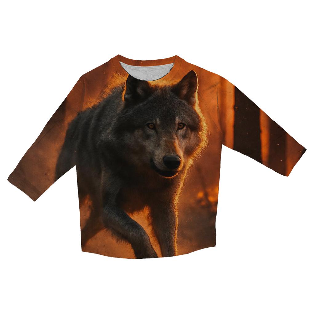 Fireline Escape Forest Wolf At Dusk trendy 3/4 sleeve tops