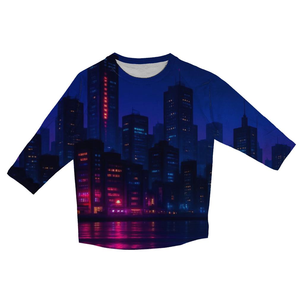 Electric Harbor Glow trendy 3/4 sleeve tops