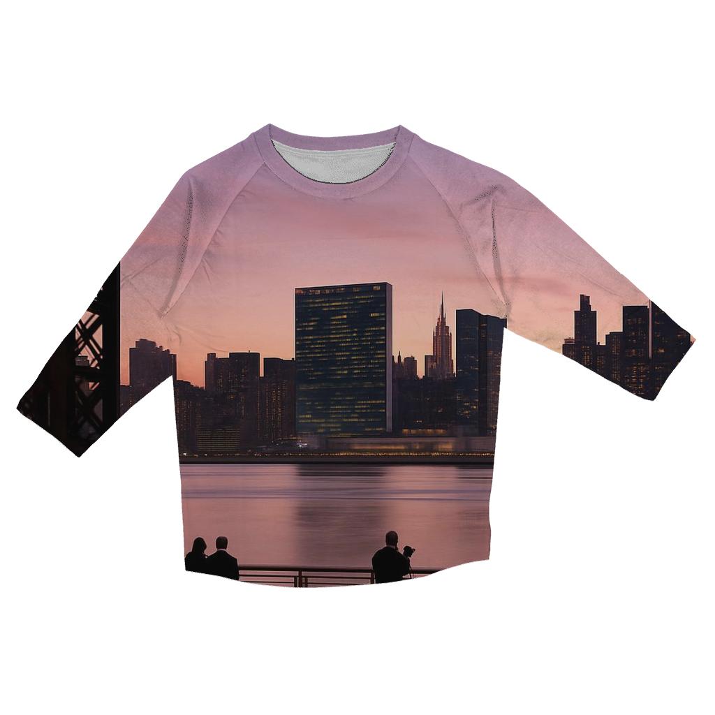 Long Island City Gantry Dusk Panorama casual three quarter sleeve shirts