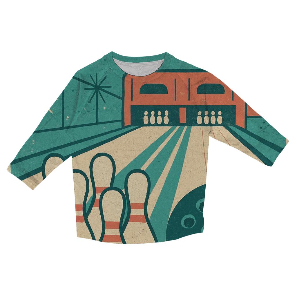 Retro Bowling Alley League Night stylish quarter sleeve tops