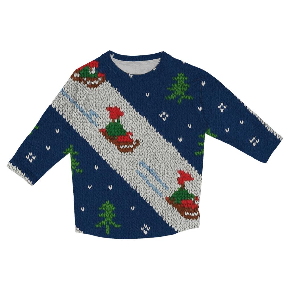 Sledding Hill Diagonal Trails Design personalized 3/4 sleeve tees