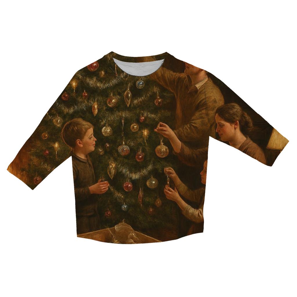 Christmas Tree Trimming In The Old Parlor designer 3/4 sleeve blouses