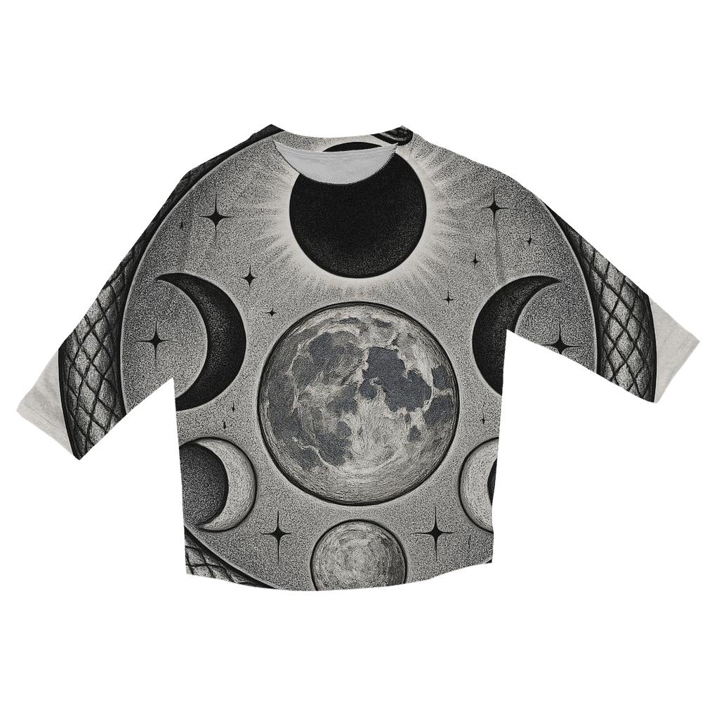 Lunar Eclipse Ouroboros Circle printed three quarter sleeve shirts
