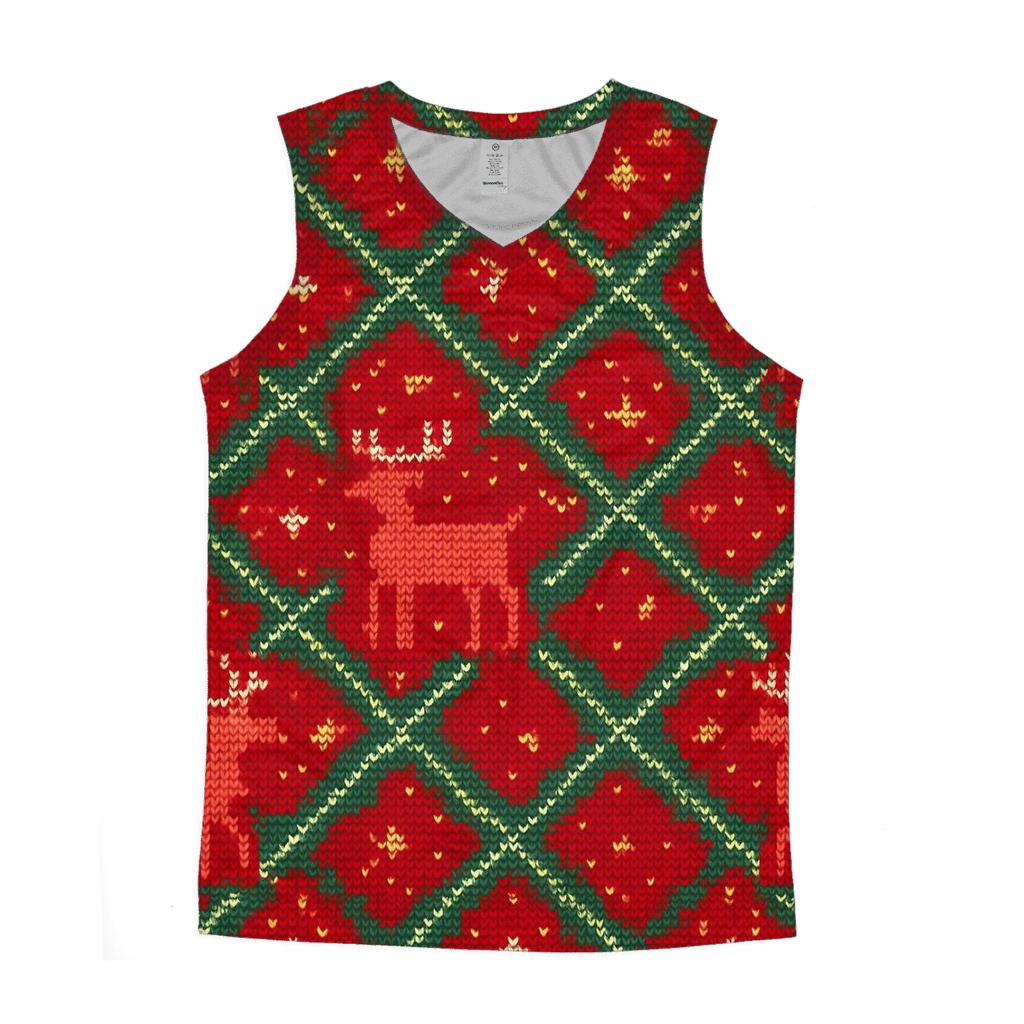 Tangled Tinsel Reindeer Lattice Design trendy fitted tank tops