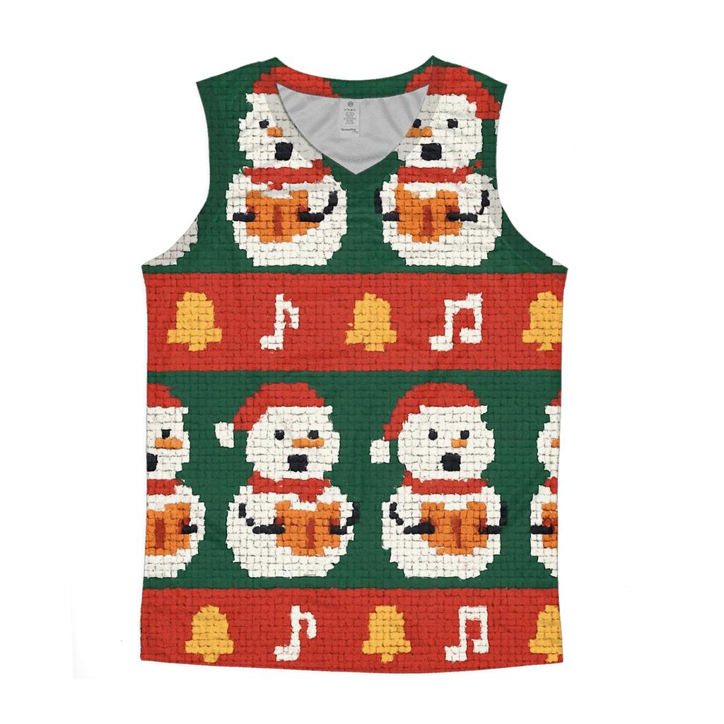 Snowman Caroler Stripe Parade Design trendy fitted tank tops