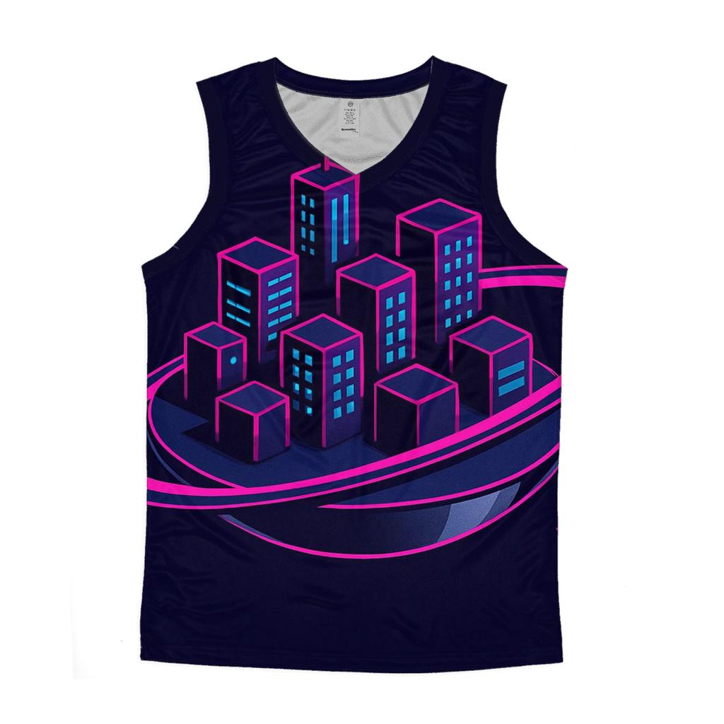 Chrome Satellite City personalized athletic tanks