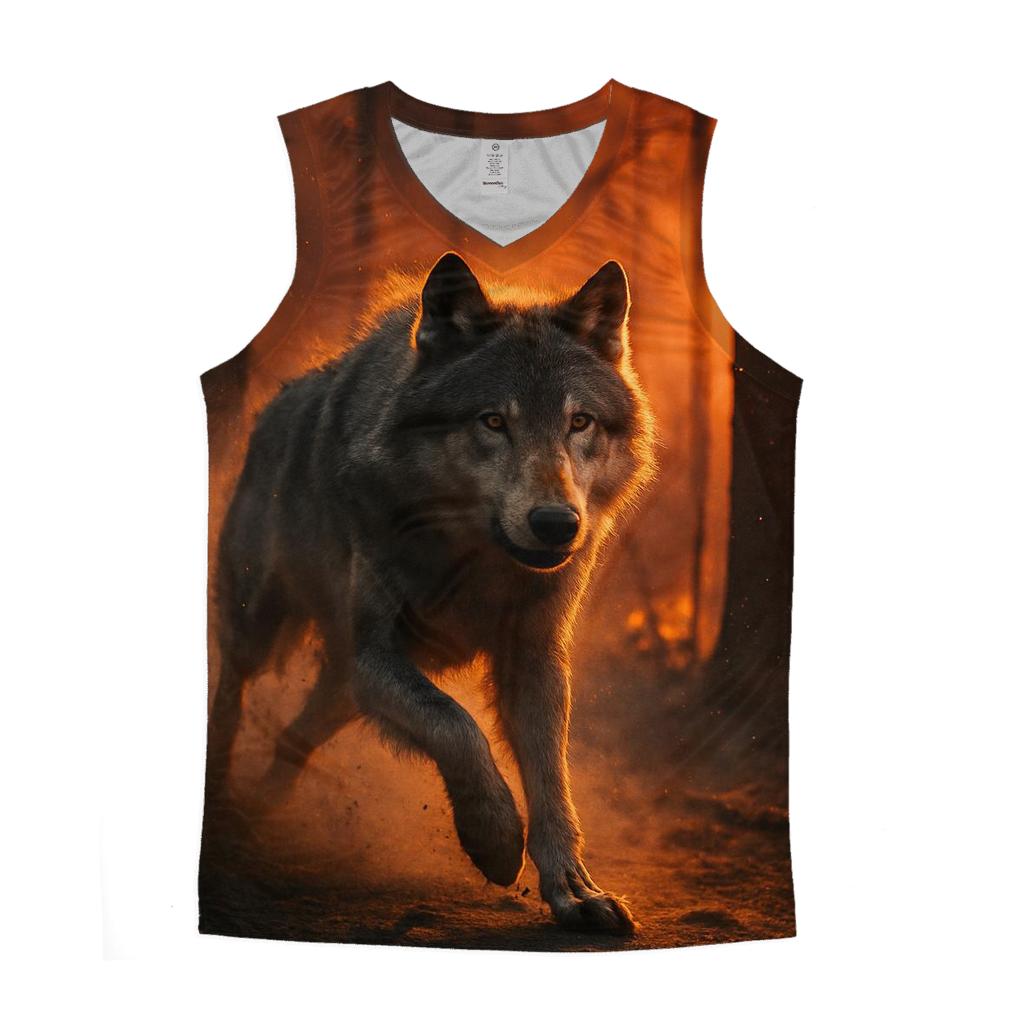 Fireline Escape Forest Wolf At Dusk trendy fitted tank tops