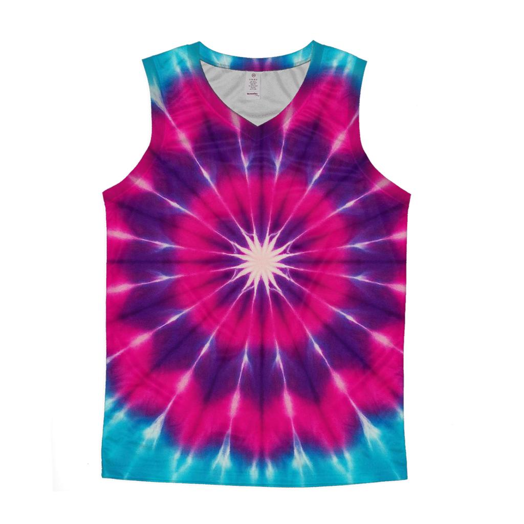 Magenta Cyan Mandala Sunwheel trendy fitted tank tops
