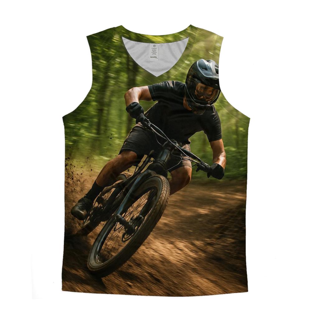 Mountain Biking Forest Rush personalized athletic tanks