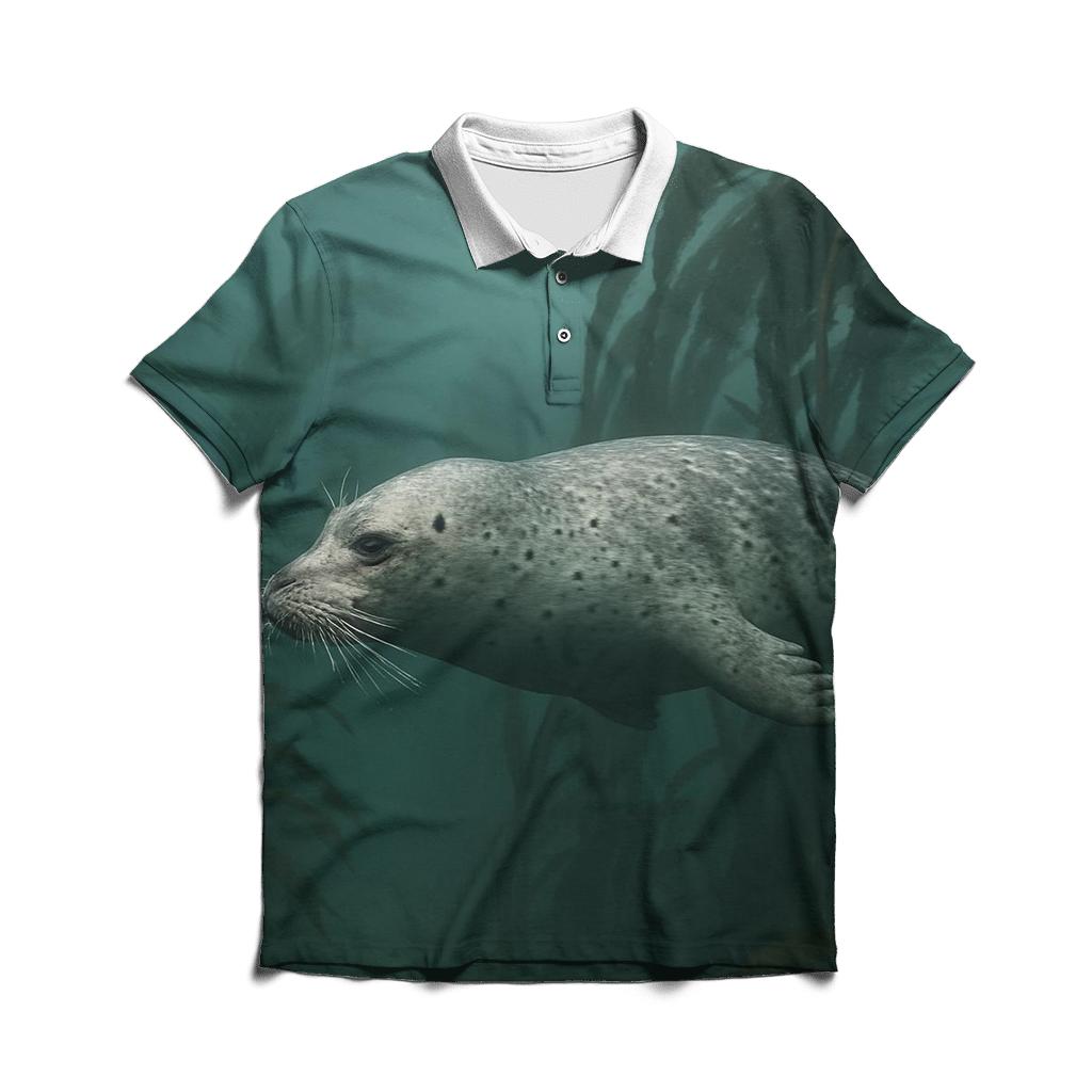 Kelp Forest Patrol Harbor Seal premium cotton polo shirts