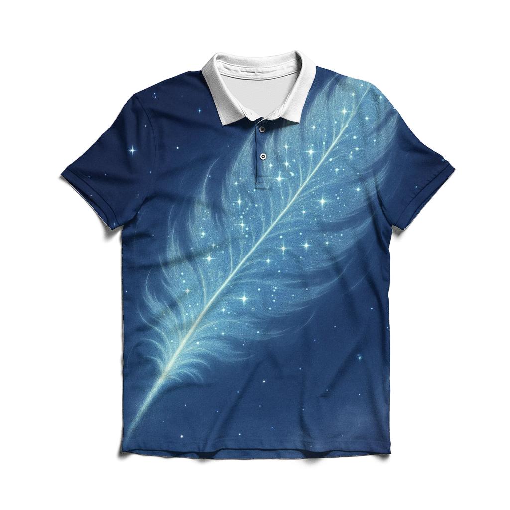 Celestial Feather Drift embroidered polo tops
