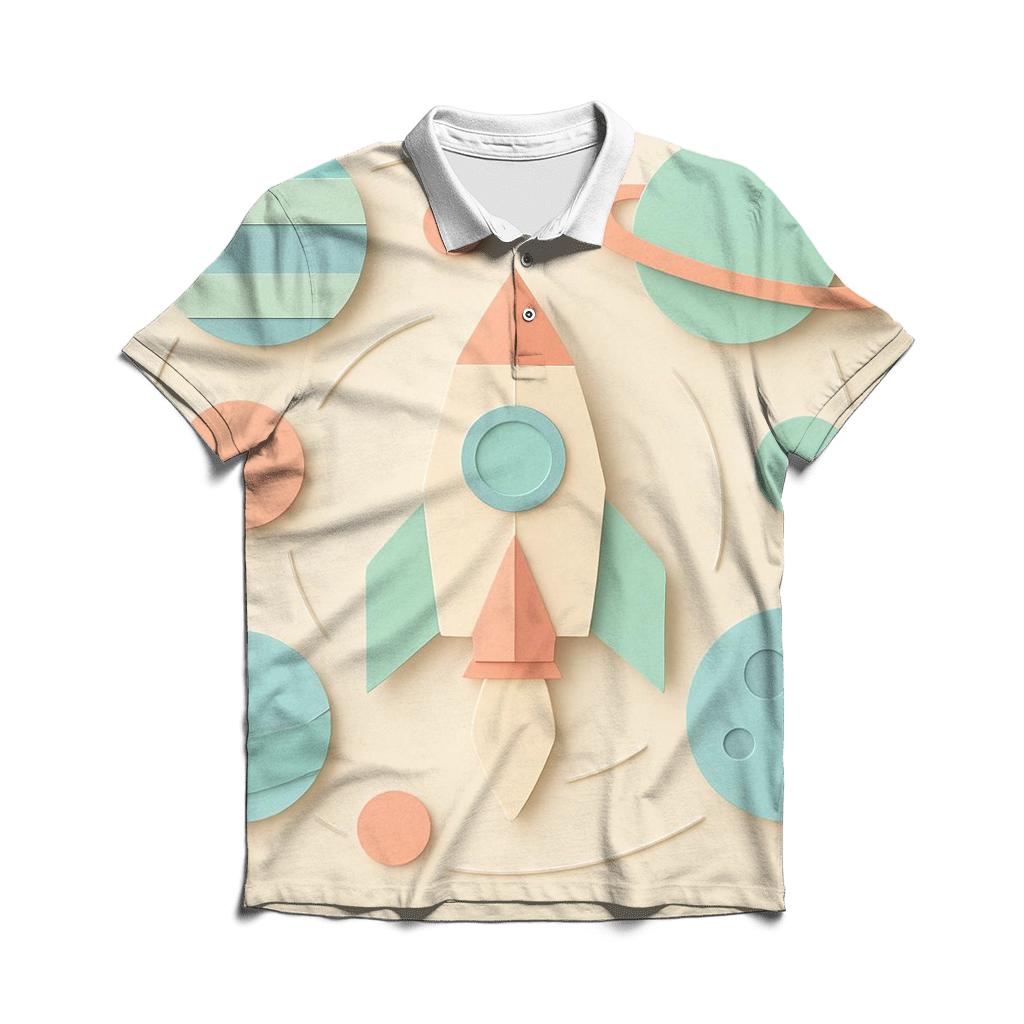 Orbiting Paper Planets custom polo shirts