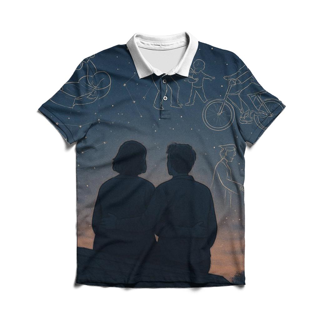 Time Constellations Of Her Memories branded logo polo shirts