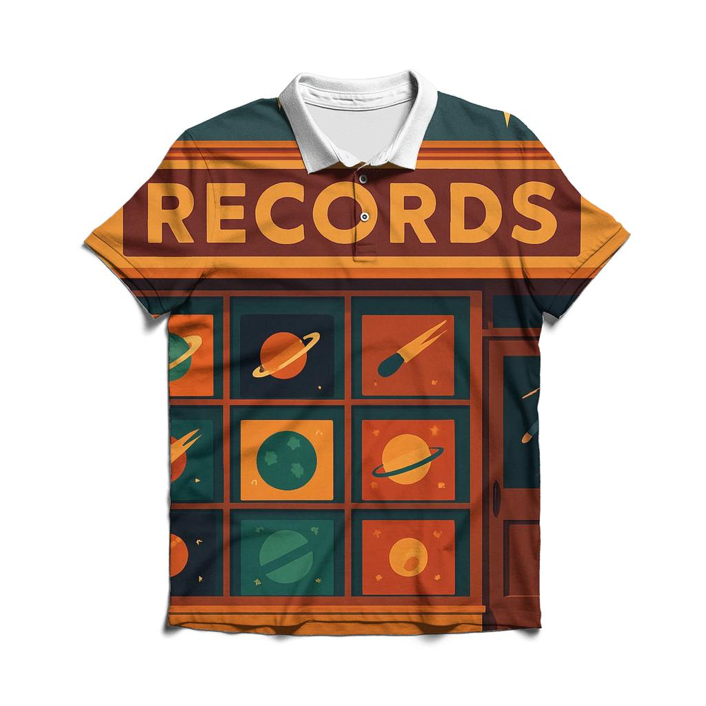 Stellar Record Shop Front embroidered polo tops