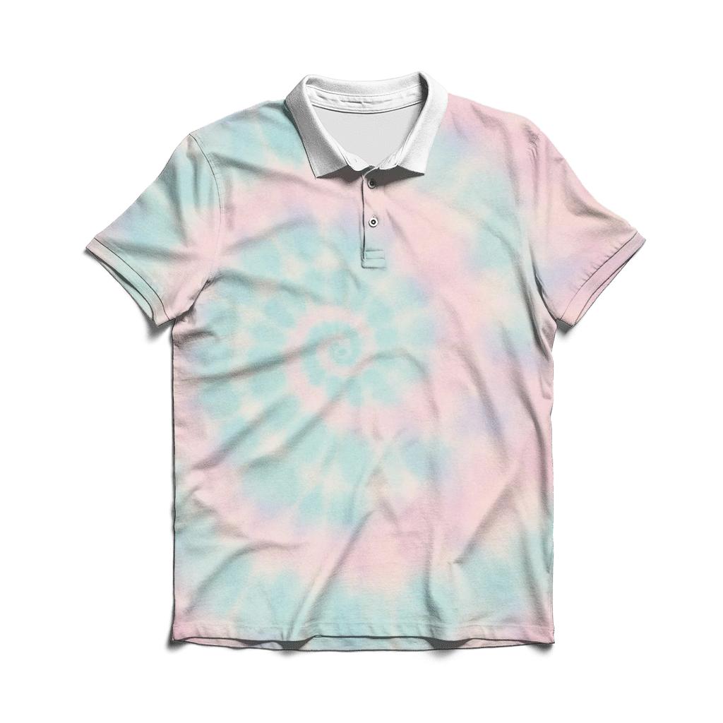 Pastel Overdye Cloud Spiral personalized polo shirts