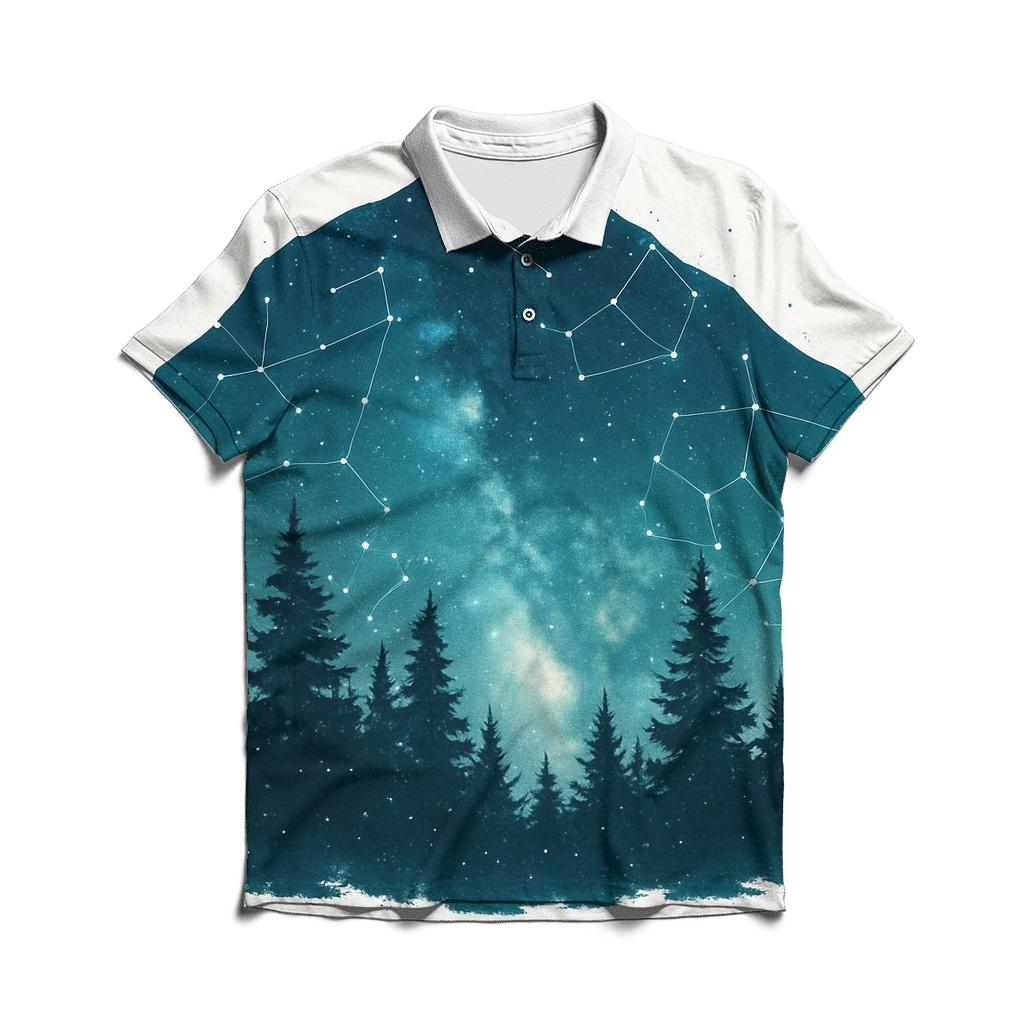 Celestial Forest Double Exposure premium cotton polo shirts