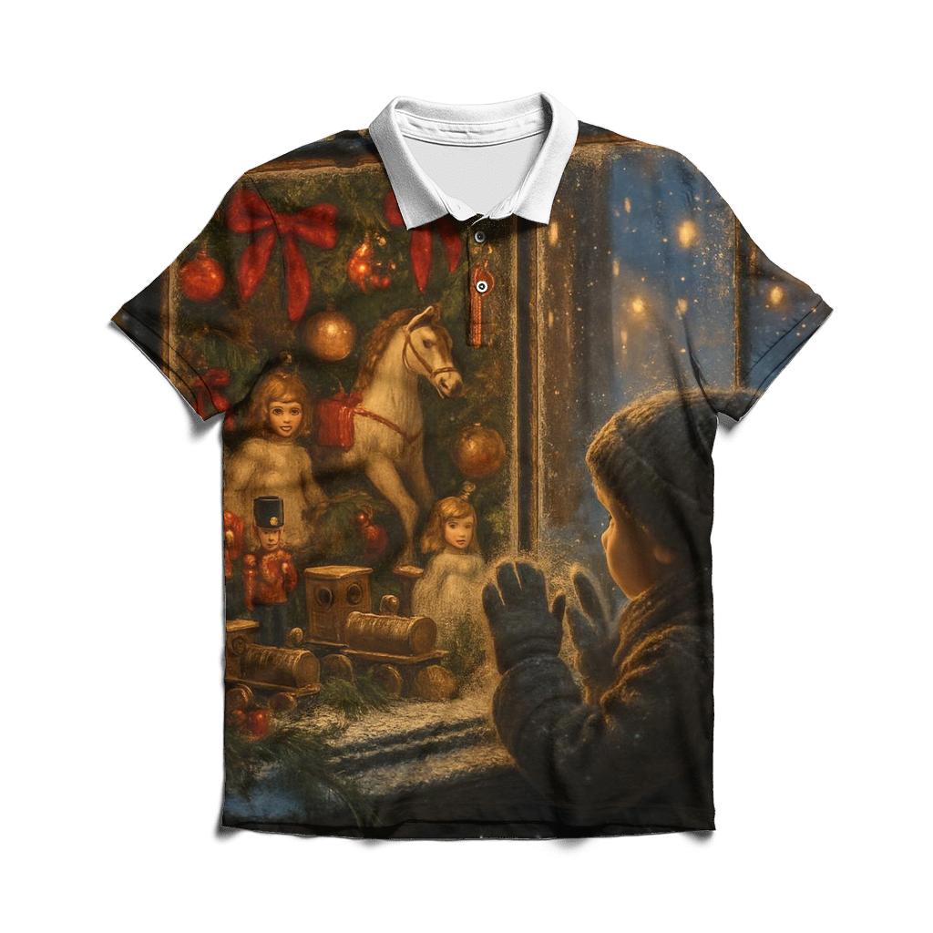 Magical Christmas Window Toy Shop premium cotton polo shirts