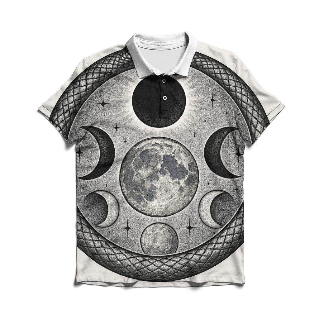 Lunar Eclipse Ouroboros Circle casual sports polo shirts