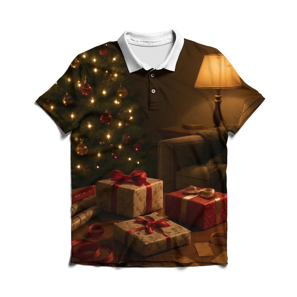 Midnight Gift Wrap And Twinkling Tree classic pique polos