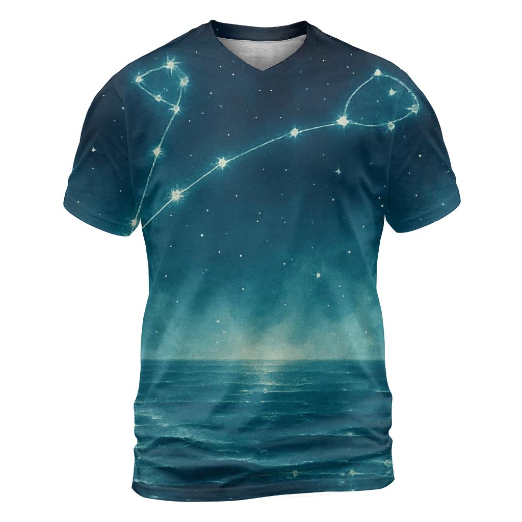 Luminous Pisces Tidal Constellation vibrant all-over design tees