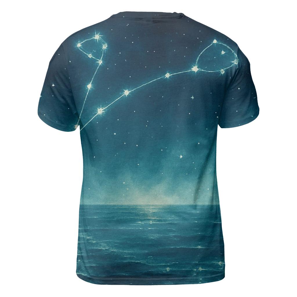 Luminous Pisces Tidal Constellation vibrant all-over design tees